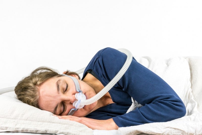 Woman with CPAP
